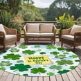 thumbnail image 4 of St. Patrick's Day Round Area Rug 8Ft Washable Large Circle Rugs for Living Room Dorm, Spring Lucky Green Shamrock Cloud Blue Non-Slip Carpet Floor Mats Indoor Outdoor Carpet Runner Home Decor, 4 of 8