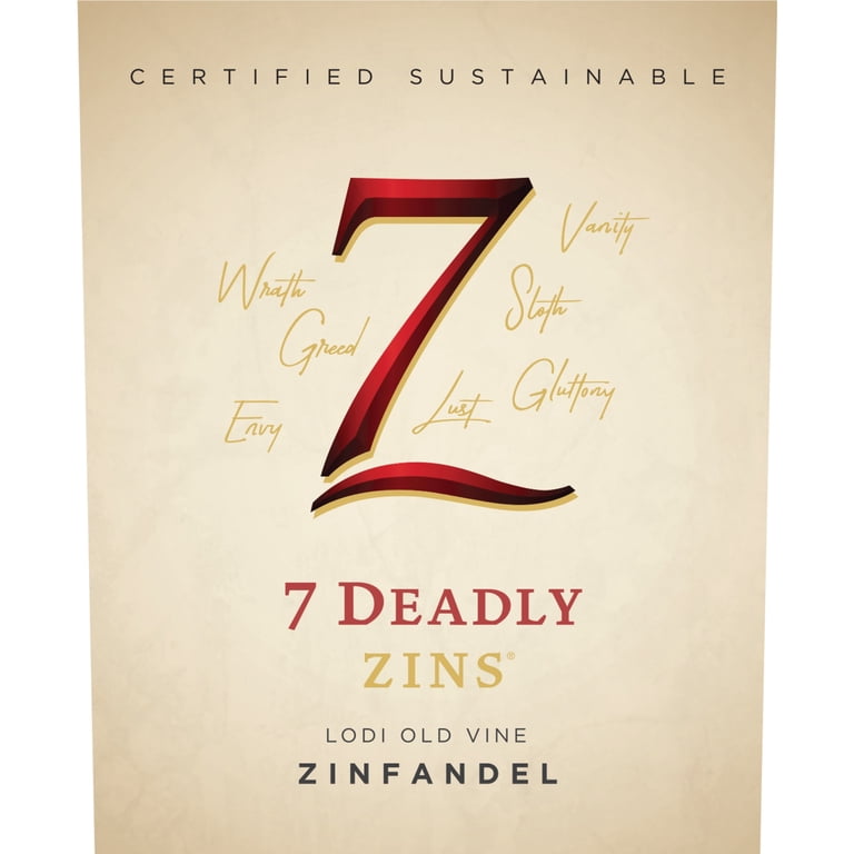 7 Deadly Zinfandel, Red Wine, 750ml, Old Vine California, 15% ABV