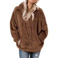 thumbnail image 1 of Black Sudadera con capucha de invierno para mujer, sudadera gruesa de felpa de Color sólido con capucha que mantiene el calor, jersey con cordón, sudadera informal con capucha de, 1 of 5