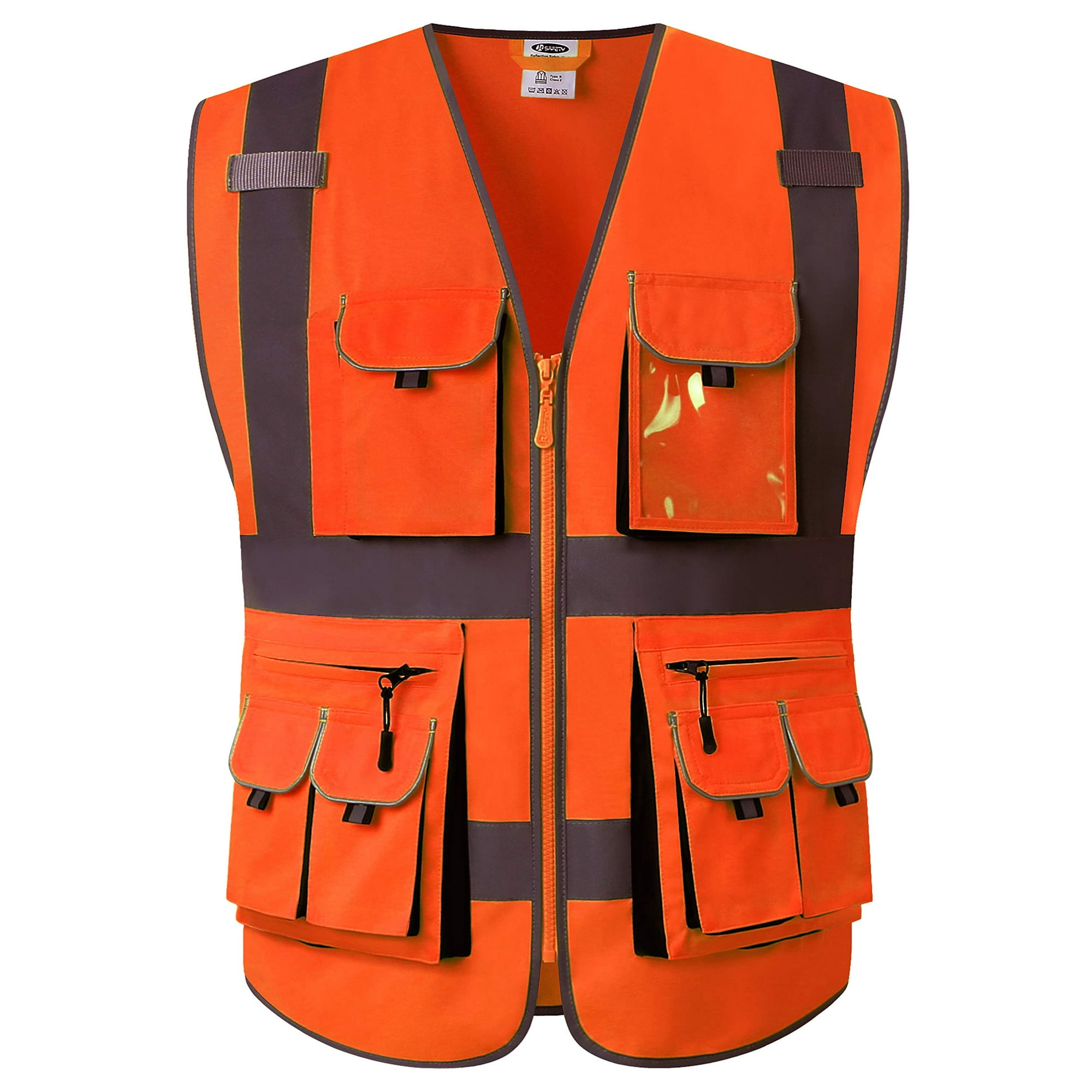 JKSafety 10 Pockets class 2 High Visibility Zipper Front Safety