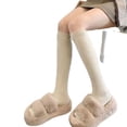 thumbnail image 4 of Calcetines de invierno a rayas estilo preppy calcetines de pantorrilla calcetines de media pantorrilla con patrón vertical de viento para mujer calcetines de estilo japonés hasta la rodilla, 4 of 4