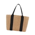 thumbnail image 4 of Bolsa de mano tejida a mano con asa, bolsa portátil para playa de verano y actividades al aire libre B, 4 of 8