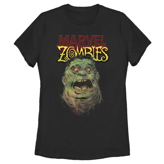 Women's Marvel Zombies Hulk Face  Graphic Tee Black 2X Large