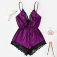 thumbnail image 2 of Odeerbi Sexy Lingerie Bodysuit for Women Lace Solid Sedin Seductive Sling Jumpsuit Suit Purple, 2 of 5