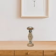thumbnail image 3 of Diamond Raffia Metal Pillar Candlestick 12 ", 3 of 3