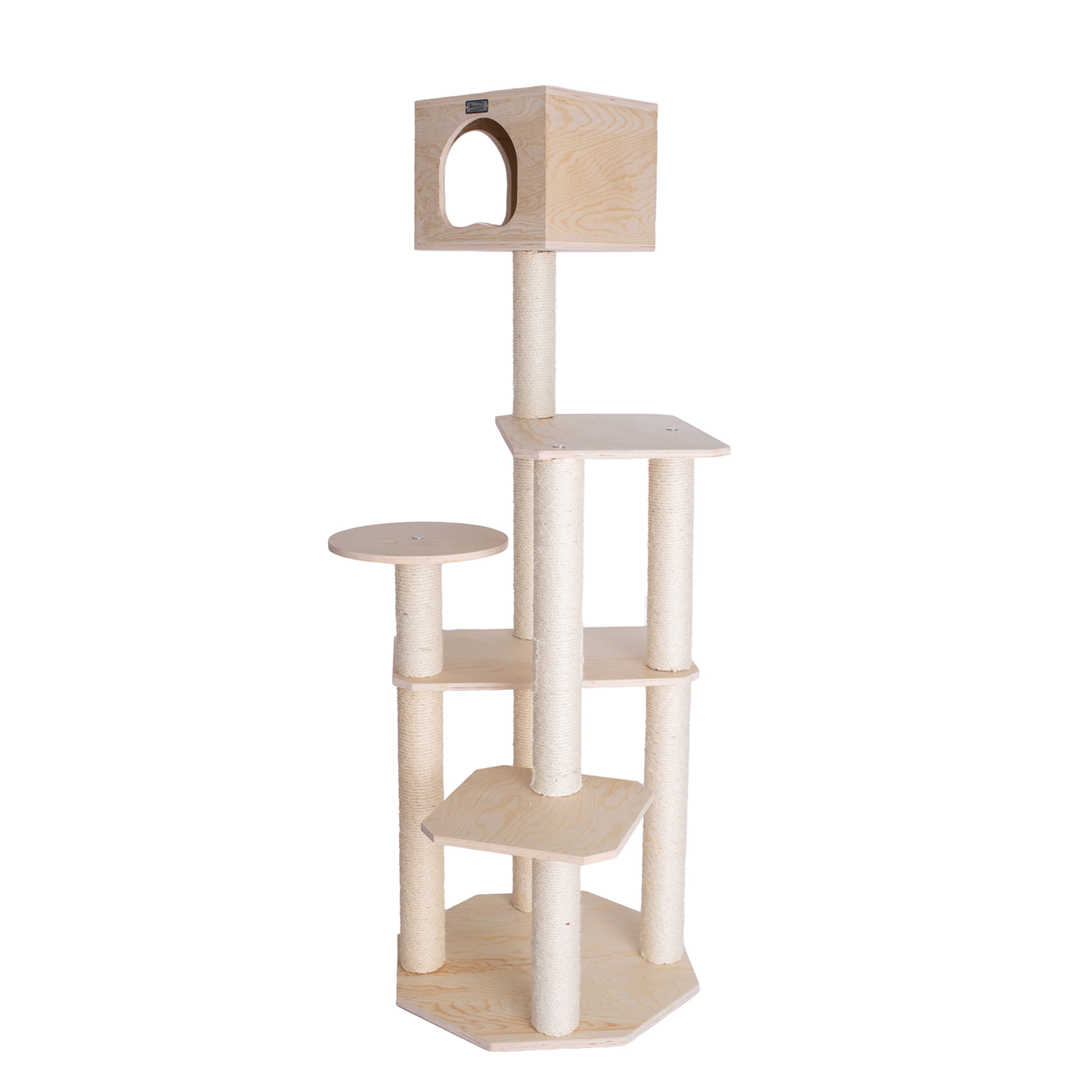 Armarkat 69-in Cat Tree & Condo Scratching Post Tower, Wood