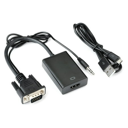 VGA To HDMI Output 1080P HD Audio TV AV HDTV Video Cable Converter Adapter