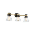 thumbnail image 1 of Kanata Collection 3-Light Vanity Light, Black & Brushed Brass, 1 of 1