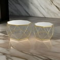 thumbnail image 6 of Benjara Fina Metal Plant Stand Table Set of 2, Modern Gold Metal, Geometric Base, 6 of 6