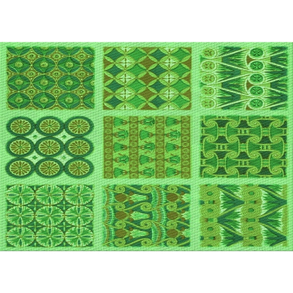 Ahgly Company Machine Washable Indoor Rectangle Transitional Emerald Green Area Rugs, 7' x 10'