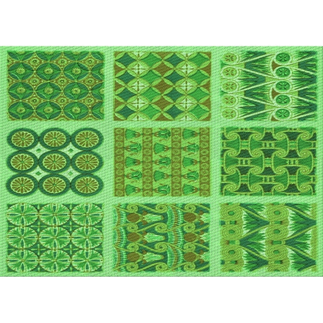 Ahgly Tapis Rectangulaire Lavable en Machine Intérieur Transitionnel Vert Émeraude, 3 Pieds x 5 Pieds