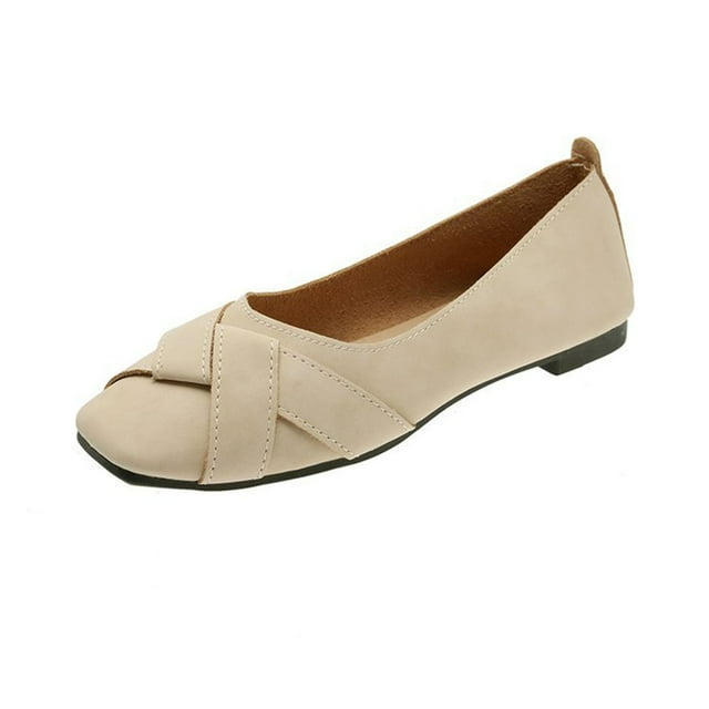 Chaussures pour Femmes en Cuir Souple Couleur Douce Semelle Plate Chic