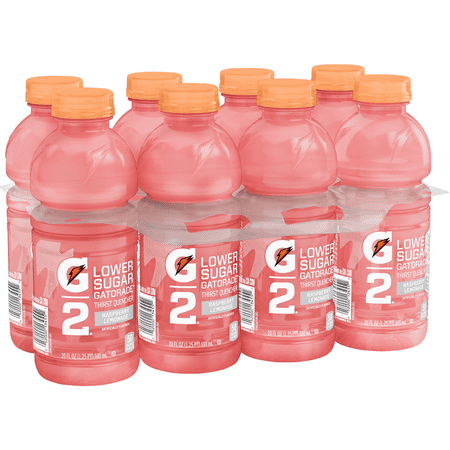 G2 Lower Sugar Gatorade Thirst Quencher Sports Drink, Raspberry Lemonade, 20 Fl Oz, 8 Count