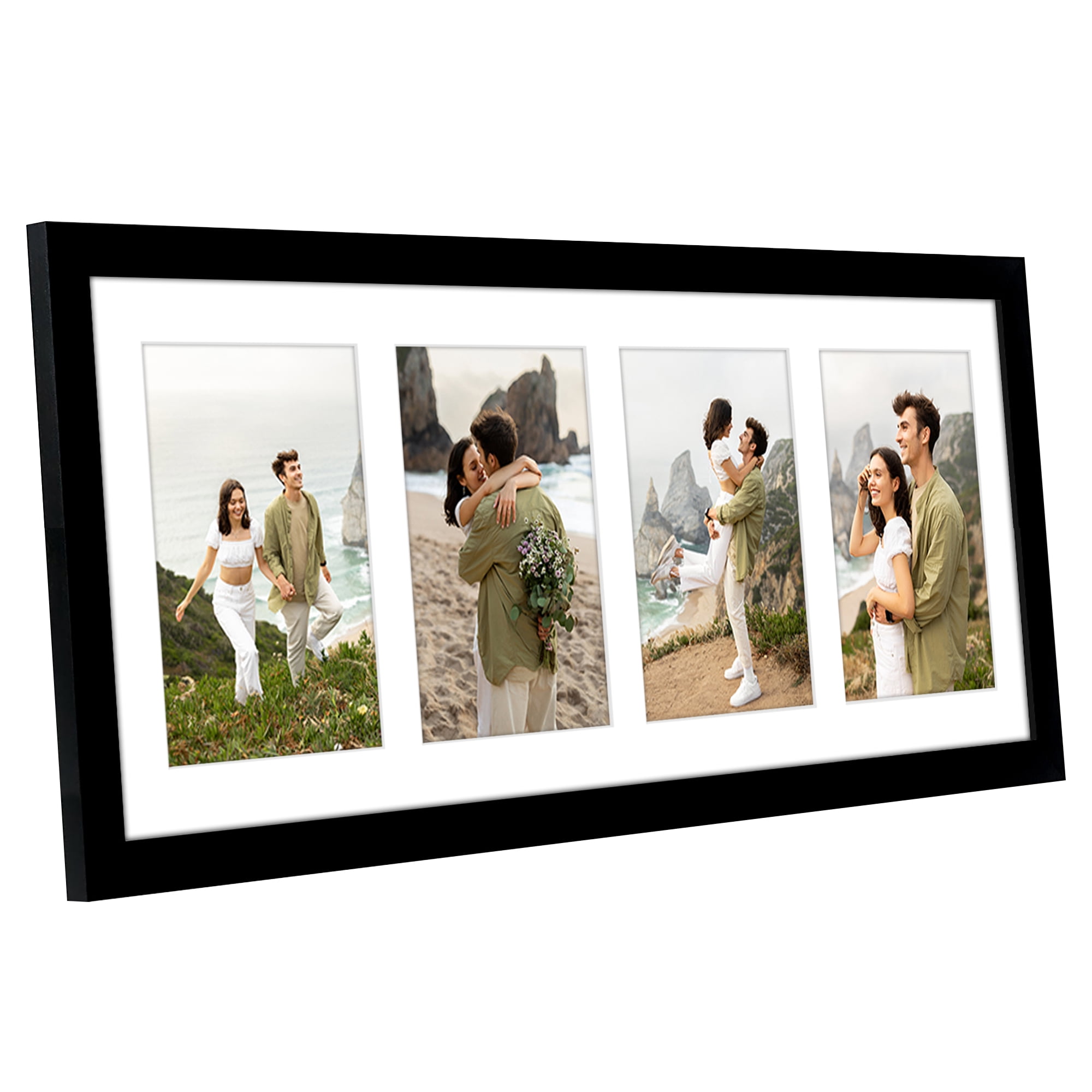 Americanflat 4x6 Picture Frame with Shatter-Resistant Glass Collage Fits 4 Use as One 8x20 Signature - Black