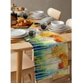 thumbnail image 6 of ERUNPONLY Orange Green Trees Table Runner - 60 Inch Long Watercolor Chic Beanch Leaf Cotton and Linen Blended Dress Scarves Farmhouse Table Runner for Kitchen Dining, Coffee Table, 13"x60", 6 of 8