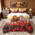 thumbnail image 3 of Erosebridal 3D Horse Twin Bedding Sets, Red Blossoms Bedding Comforter Set, 3 of 6