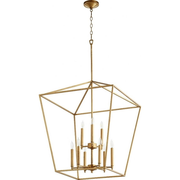 Quorum Lighting Gabriel 9-Light 2-Tier Entry Pendant, Gold Leaf, 24W x 29.5H, Dry Rated