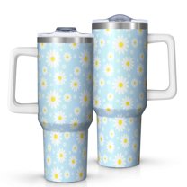 1pc daisy 40oz Tumbler with Straw & Handle - Insulated Stainless Steel Cup | Holiday Gift for Man Women (Christmas, Valentine's, Birthday)
