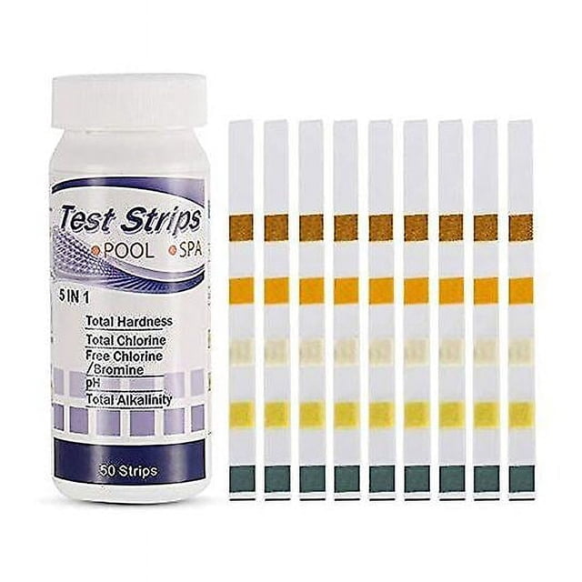 Probador de pH y cloro producto para piscina 50 tiras tira de spa para el probador de ph de piscina 5 en 1 en cloro total cloro libre alcalinidad ácido cianúrico cloro