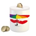 thumbnail image 1 of Pride Piggy Bank, Heart Signs over Rainbow Umbrella Romantic LGBT Love Valentine's Day Couples, Ceramic Coin Bank Money Box for Cash Saving, 3.6" X 3.2", Multicolor, by Ambesonne, 1 of 4