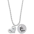 thumbnail image 1 of Delight Jewelry Silvertone Naughty or Nice Heart with Crystals Silvertone Script Initial Disc - Q - Charm Necklace, 20"+3", 1 of 4