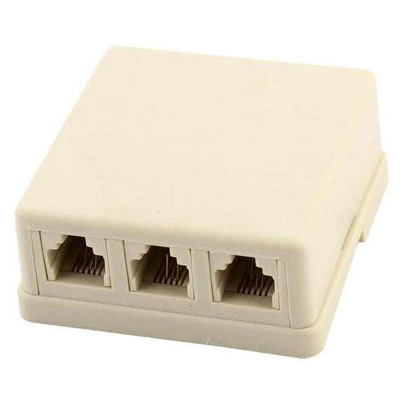 6P4C 1 to 3 RJ11 Female Socket Telephone Coupler Connector Beige