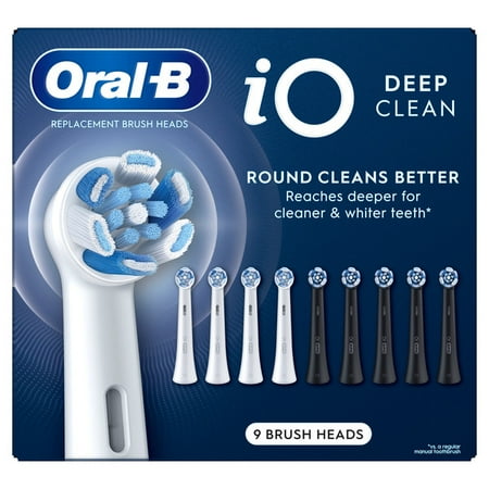 Orl-B Replacement Brush Heads IO Deep Clean Round 9 Pack Black and White