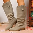 thumbnail image 4 of XUNKUSGA Women's Slouchy Suede Knee High Boots Fashion Vintage Solid Color Tall Boots Classic Round Toe Low Heel Slip On Women's Extra Wide Boots,8.5, 4 of 9