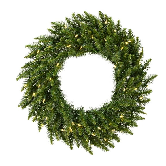 Vickerman 30" Camdon Fir Artificial Christmas Wreath, Multi-colored LED Mini Lights - Faux Holiday Wreath - Indoor Seasonal Home Decor