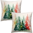 thumbnail image 2 of Merry Christmas Watercolor Forest Pillowcase Set of 2 Christmas Tree Throw Pillows Square 20x20 Inch Winter Xmas Pillow Cushion Covers Holiday Decoration for Home Living Room Bed Sofa Outdoor, 2 of 8