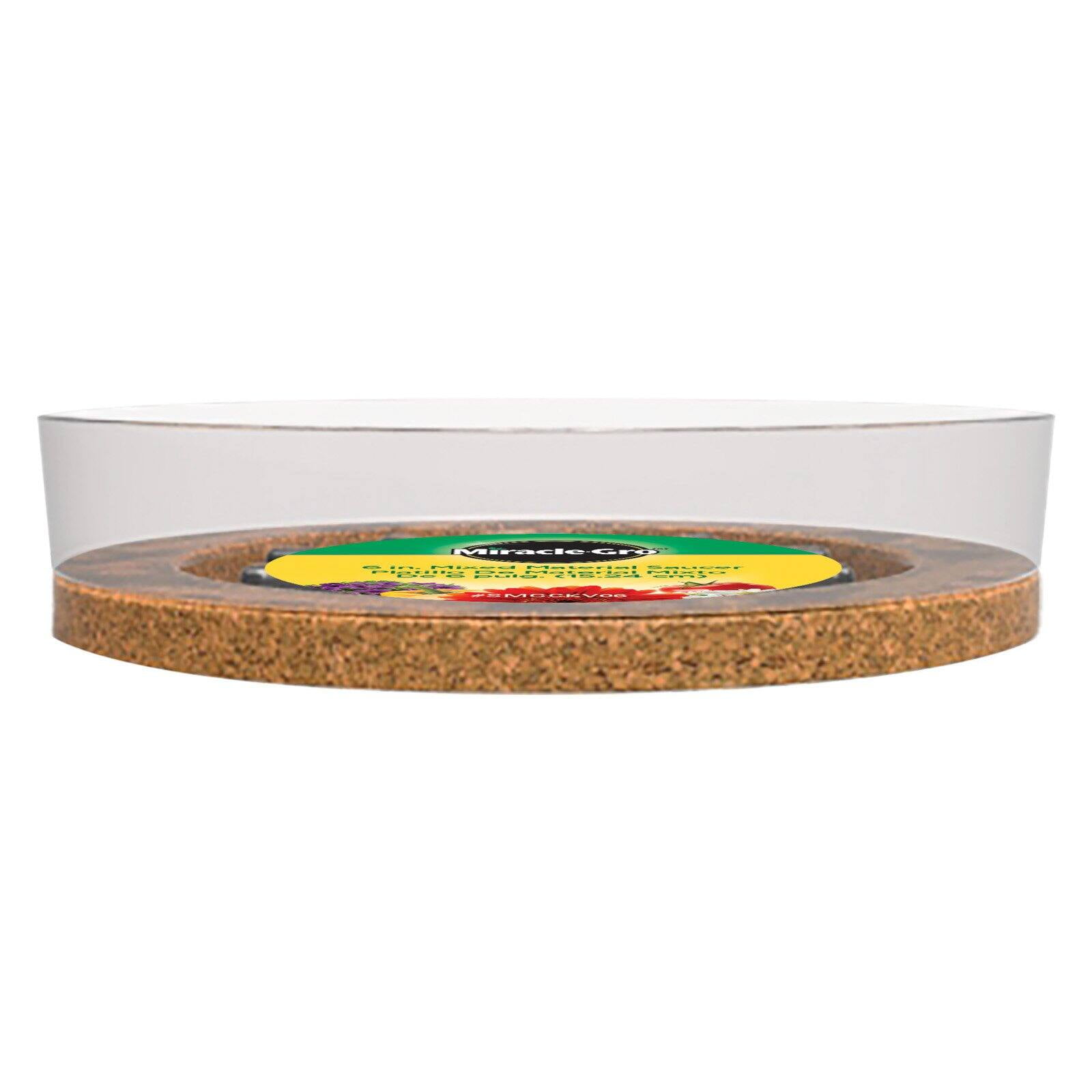 Orbit, Miracle Gro Brand 14 in. Hybrid Saucer - Clear Plastic with a Brown Cork Base