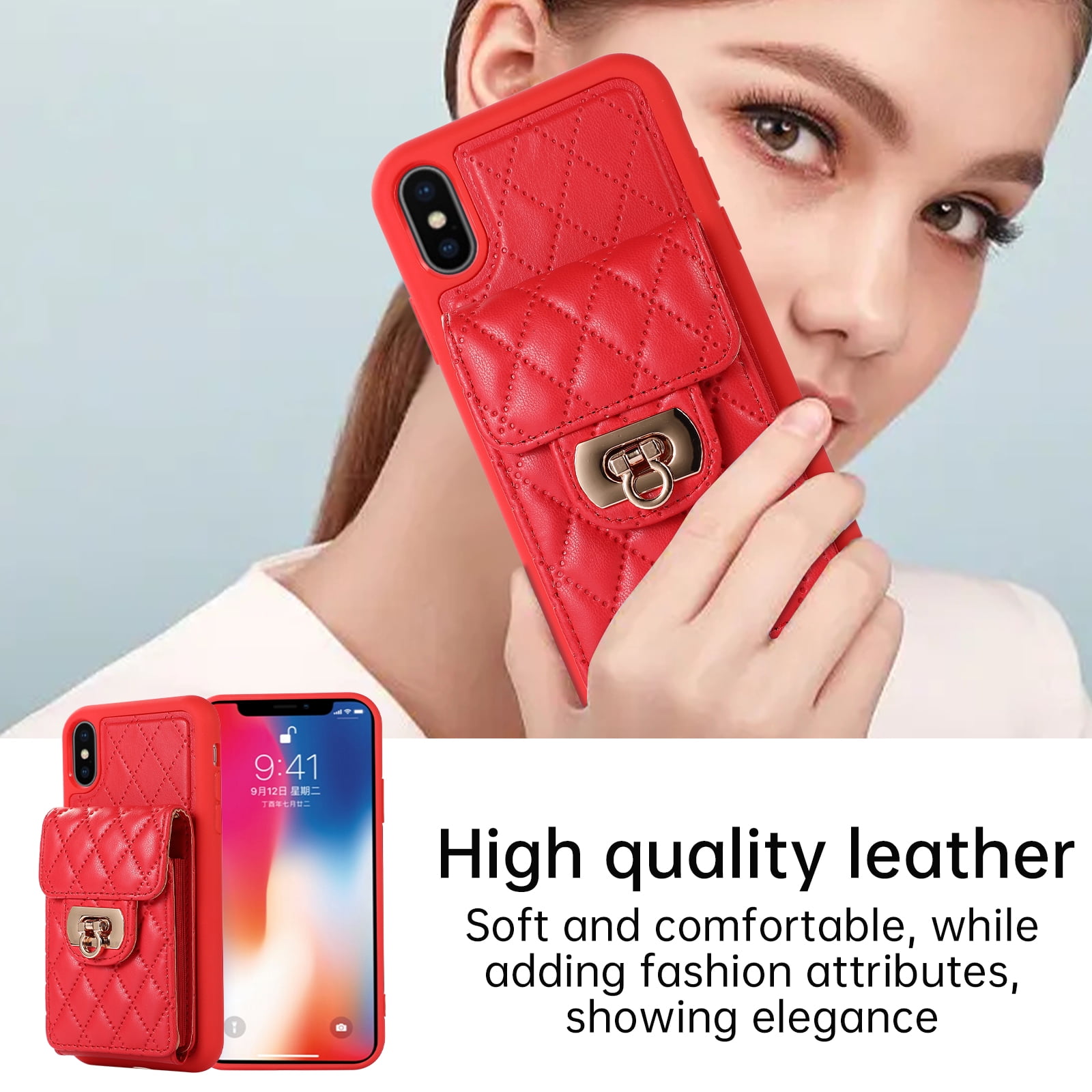 Nalacover Crossbody Wallet Case for iPhone XS, iPhone X, [6 Card