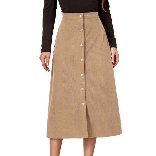 Female High Waist Skirt, Polyester Polyurethane Soft Single Breasted Mid Length High Waist Skirt For Party For Vacation ANGGREK Otros