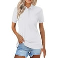 thumbnail image 2 of vigerkar Womens Polo Shirts Short Sleeve Summer Work Business Lapel Collared Tops Dressy Casual Button Cotton Golf Blouse White, M, 2 of 5