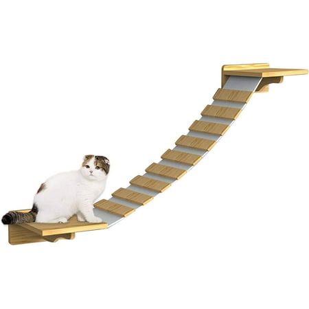 Image showcasing Wall Mounted Cat Shelf with Perch Handcrafted Wooden Cat Wall Steps Cat ...