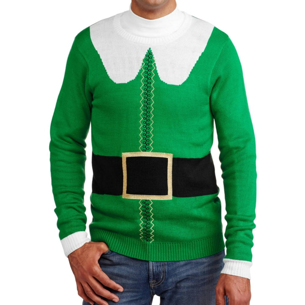 License Men's Green Christmas Elf Holiday Pullover Sweater Walmart