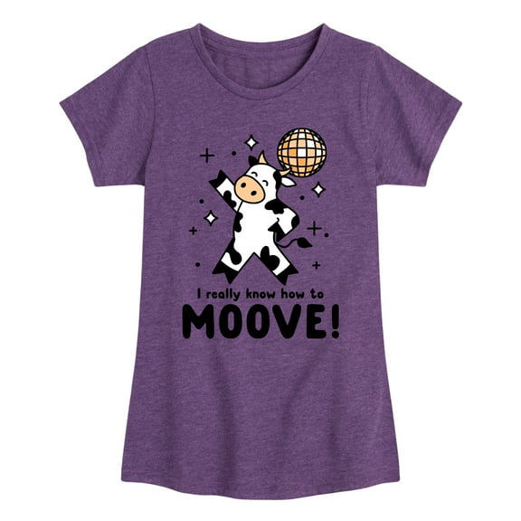 Instant Message - Watch Me Moove Disco Cow - Toddler & Youth Girls Short Sleeve Graphic T-Shirt