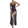 thumbnail image 3 of Womens Elegant Lace Dress Spaghetti Strap V-Neck High Split Dress Maxi Evening Party Dresses, 3 of 6
