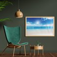 thumbnail image 2 of Ocean Wall Art with Frame, Beach View from Caribbean Sea in a Sunny Day Exotic Summer Season Print, Printed Fabric Poster for Bathroom Living Room, 35" x 23", Cream Turquoise White, by Ambesonne, 2 of 2