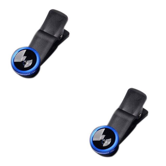 Seitruly Kit de lentes con clip para cámara de teléfono inteligente universal 3 en 1 Lente ojo de pez de 180 ° Lente gran angular 0,67X Azul 2piezas
