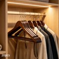 thumbnail image 3 of 20 perchas para ropa, perchas para trajes, hombro ancho, portátiles, resistentes, organizador armario, gancho giratorio para pantalones, camisas marrón, 3 of 5