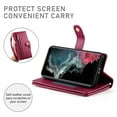 thumbnail image 4 of For Samsung Galaxy S22 Ultra 5G 6.8-inch Wallet Case for Women Men Multi-Card Slots Zipper Pocket Lanyard Strap Wristlet Leather Phone Case,Red, 4 of 7