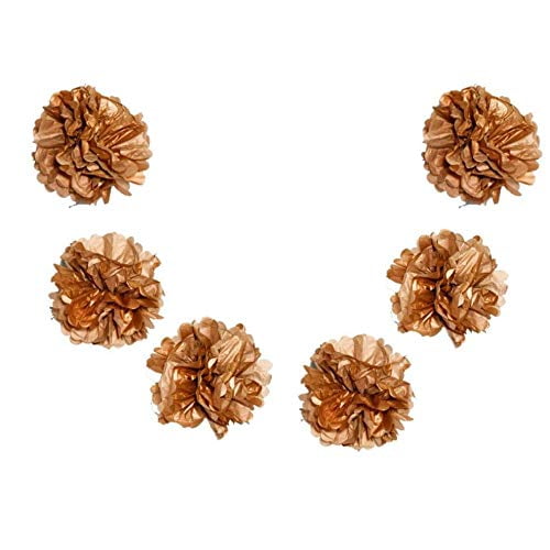 Quasimoon EZ-FLUFF 6' Copper Hanging Tissue Paper Flower Pom Pom, Party Garland Decoration by PaperLanternStore
