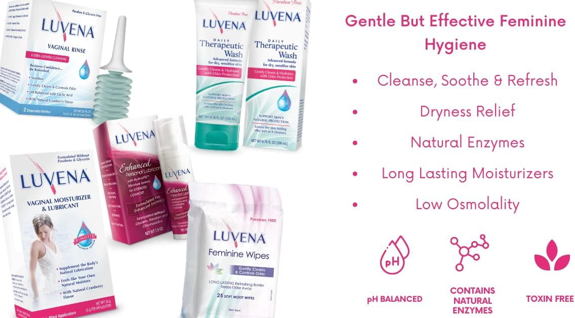 Luvena Moisturizer - Vaginal Moisturizer & Menopause Support for Women - Feminine Intimate Dryness, Redness, Irritation, Burning Symptom Relief - Water Based, Paraben & Glycerin Free - (2 Pack)
