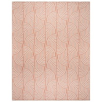 Gertmenian Tropea Mika Modern Geometric Coral Ivory Premium Flatweave UV Resistant Indoor Outdoor Area Rug, 5x8