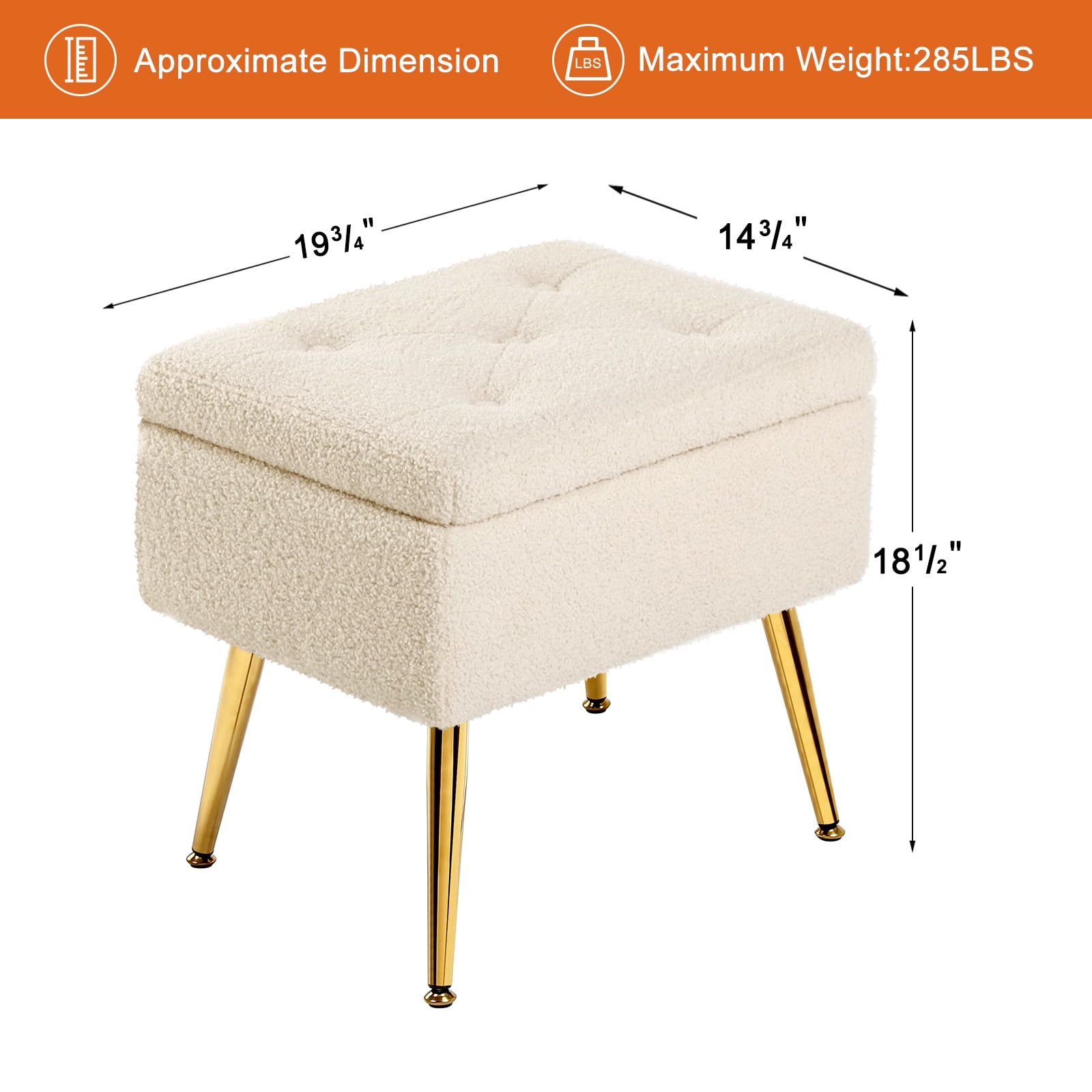 Modern Storage Faux Fur Square Vanity Stool, Makeup Dressing Stool Cha –  Basic Outline Interiors