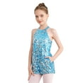 thumbnail image 4 of Yartina Little Kids Big Girls Sequins Halter Neck Romper Leotard Backless Pageant Birthday Ball Prom Light Blue 6, 4 of 7