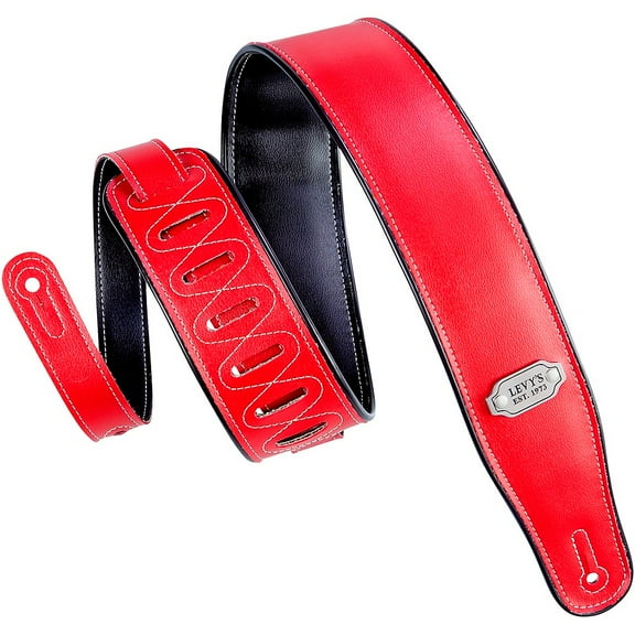 Levy's M26VP .75" Black/Red Vinyl Guitar Strap