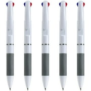 Cambond 3-in-1 Multicolor Pen 1.0mm - 3-Color Retractable Ballpoint Pens Nurse Pens for Office School Supplies Students Gift, 5 Pack(White)