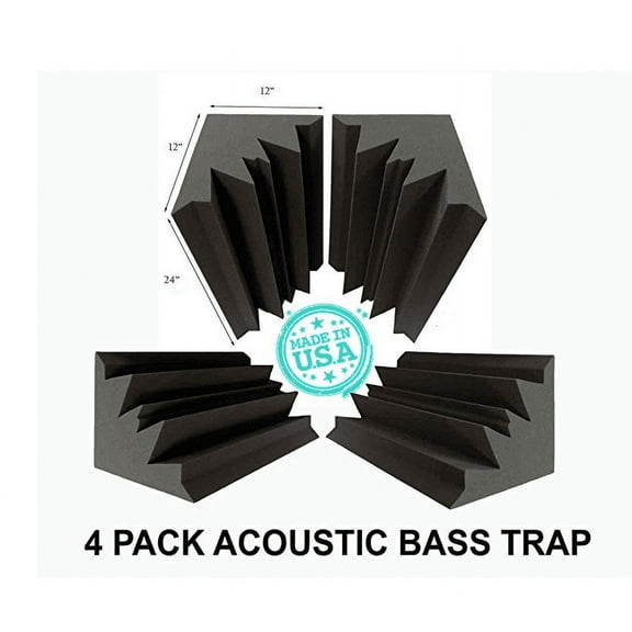 Mybecca (4 Count per Pack) Acoustic Foam Bass Trap Studio Soundproofing Corner Wall 12x12x24 Color: Dark Gray